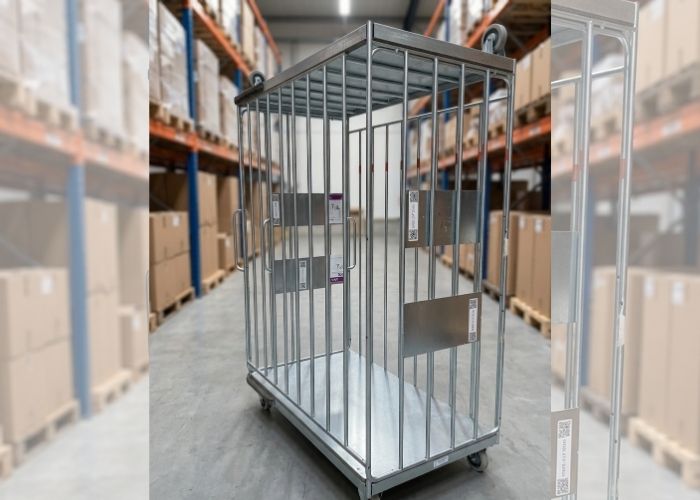 Alquiler de roll container jaula metálica para logística industrial